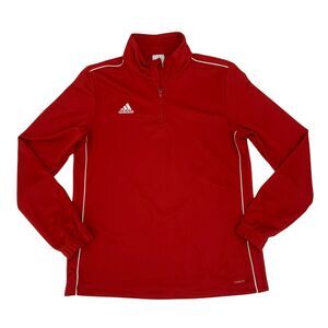 Adidas Training Jacket Womens Size M Red 1/4 Zip Mock Neck Long Sleeve Climalite